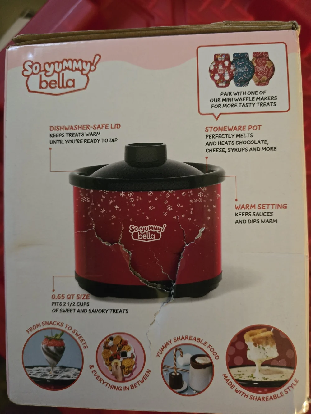 NIB - So Yummy Bella Mini Dipper Fondue Warmer - Red with Black Lid - Picture 2 of 3